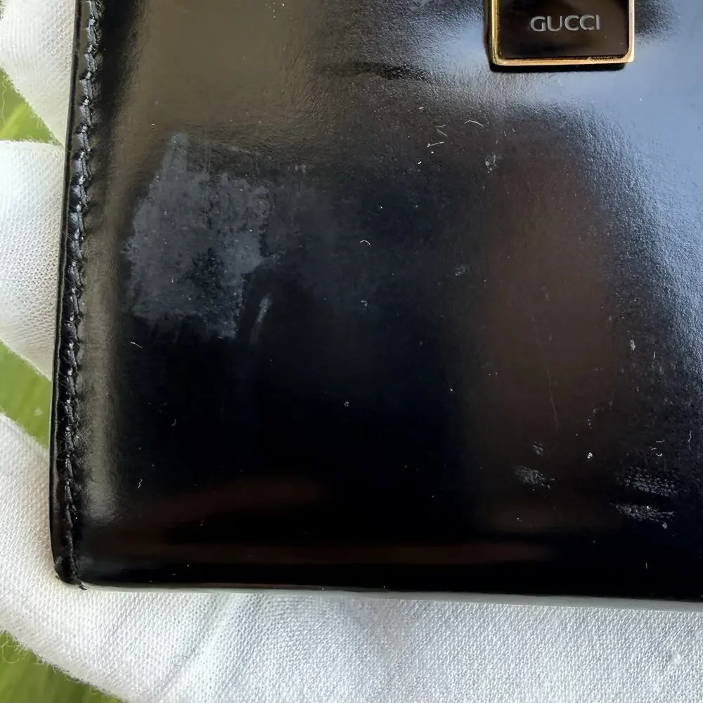Authentic Vintage Gucci Bifold Wallet Black Patent Leather - Picture 14 of 16